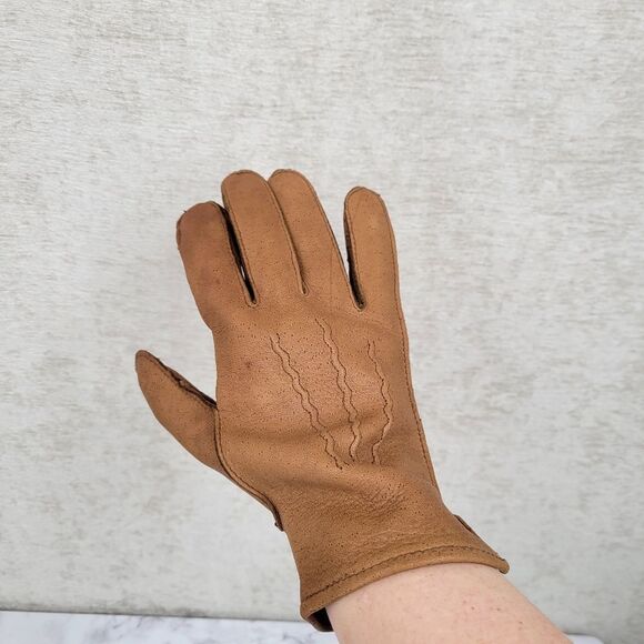 Gates Vintage Deerskin Men's Tan Leather Gloves - Picture 7 of 9
